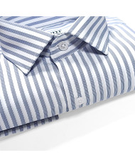 Cravate.tn | Chemise col Français Blanche avec rayure bleu marine tissé - Regular Fit Cravate.tn | Chemise col Français Blanche avec rayure bleu marine tissé - Regular Fit