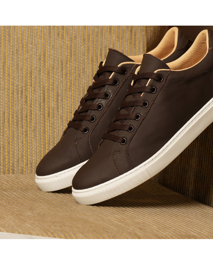 Cravate.tn | Sneakers Cuir en marron Togo  - Izem