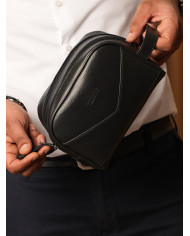 Cravate.tn | Trousse de voyage pour homme Noir Grainé avec (Double chaine) Izem Cravate.tn | Trousse de voyage pour homme Noir Grainé avec (Double chaine) Izem