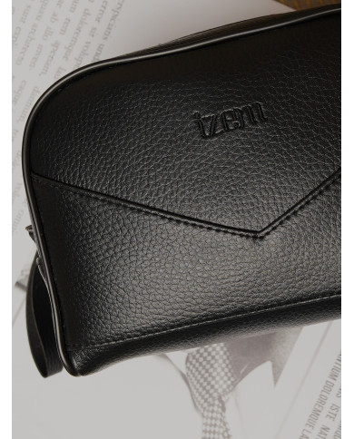 Cravate.tn | Trousse de voyage pour homme Noir Grainé avec (Double chaine) Izem Cravate.tn | Trousse de voyage pour homme Noir Grainé avec (Double chaine) Izem