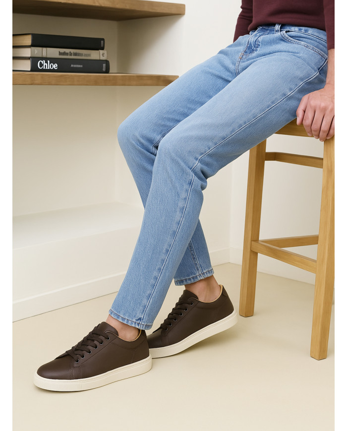 Cravate.tn | Sneakers Cuir en marron Togo  - Izem