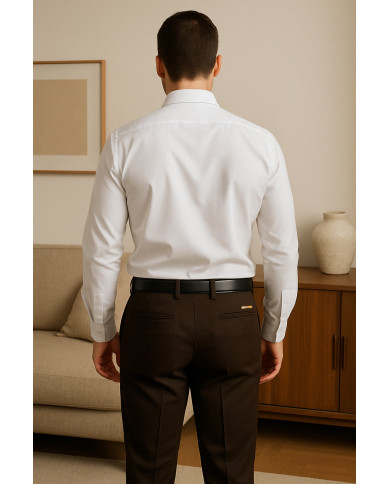 Pantalon Maco marron foncé uni texturé Pantalon Maco marron foncé uni texturé