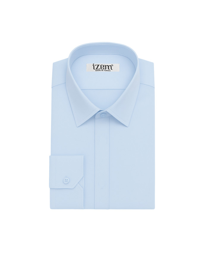 Cravate.tn | Chemise Col francais stretch avec boutons cachés - Bleu ciel Cravate.tn | Chemise Col francais stretch avec boutons cachés - Bleu ciel