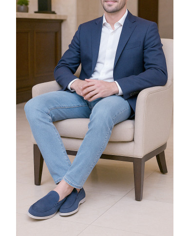 Mocassin homme en nubuck Bleu