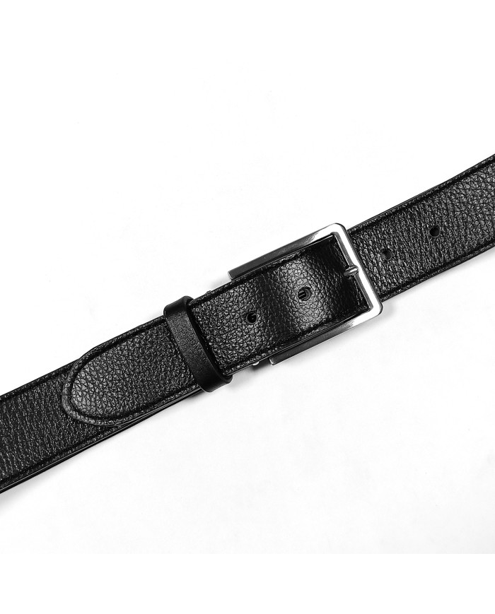 Ceinture de jean cuir pour homme noir grainé uni