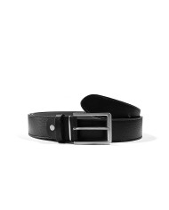 Ceinture de jean cuir pour homme noir grainé uni