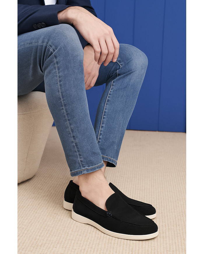 Mocassin homme en nubuck noir