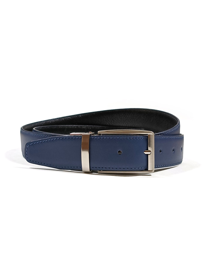 Ceinture cuir réversible : Bleu marine & noir