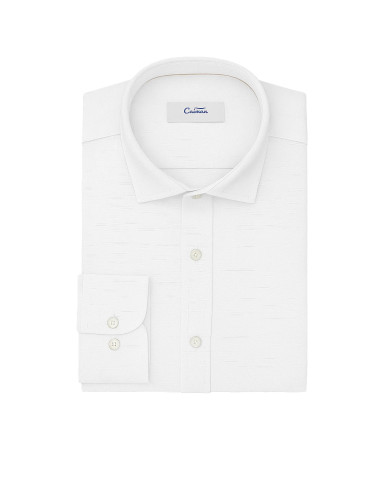 Chemise Col ouvert en blanche 100% coton aspect lin