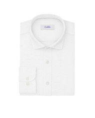 Chemise Col ouvert en blanche 100% coton aspect lin