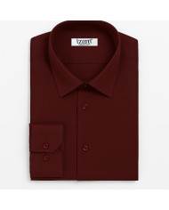 Cravate.tn | Chemise Col Français en popeline stretch - bordeaux