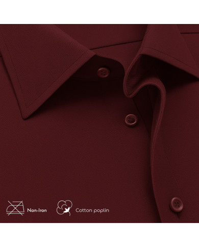 Cravate.tn | Chemise Col Français en popeline stretch - bordeaux