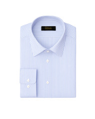 Chemise col Français Blanche avec rayure bleu ciel tissé