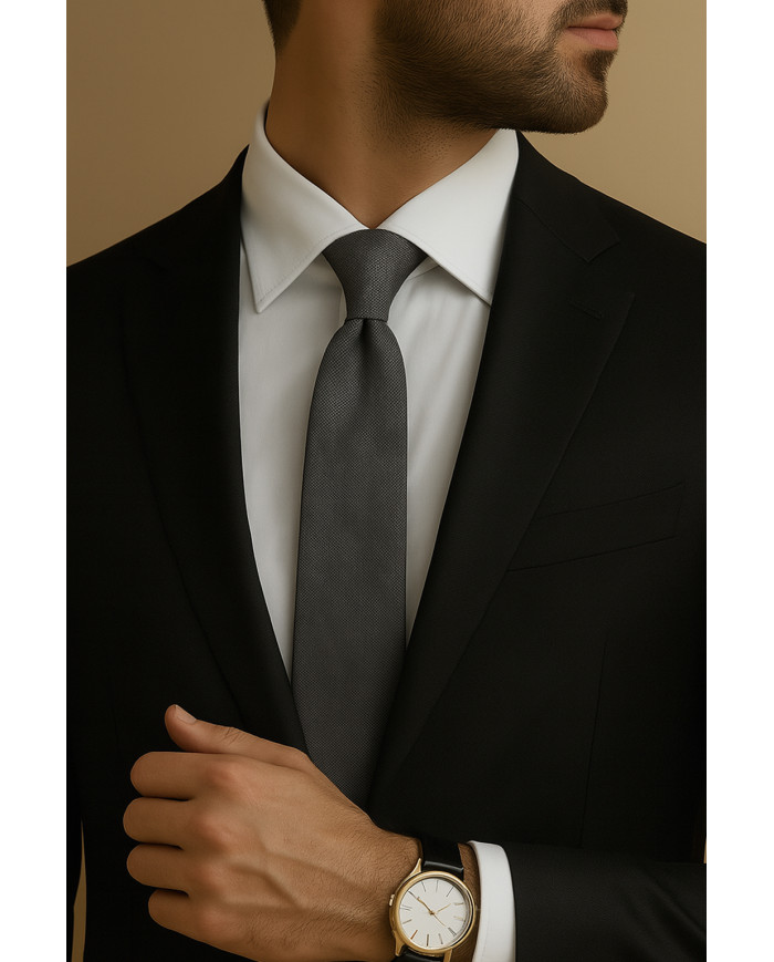 Cravate.tn | Cravate grise charbon faux uni