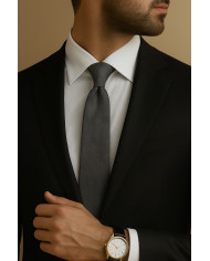 Cravate.tn | Cravate grise charbon faux uni