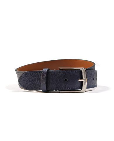 Ceinture de jean cuir pour homme bleu marine  grainé uni Ceinture de jean cuir pour homme bleu marine  grainé uni