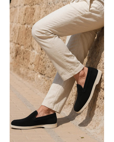 Mocassin homme en nubuck noir