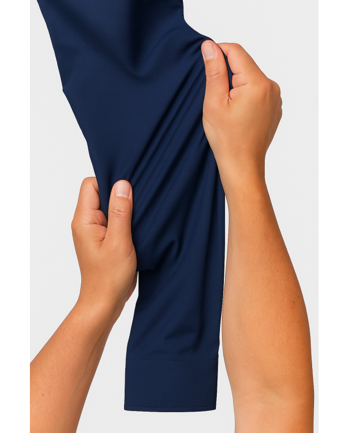Cravate.tn | Chemise Col Français en popeline stretch - bleu marine