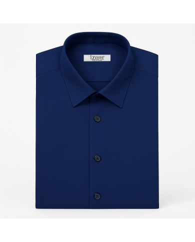 Cravate.tn | Chemise Col Français en popeline stretch - bleu marine