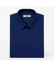 Cravate.tn | Chemise Col Français en popeline stretch - bleu marine