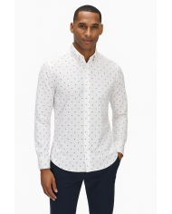 Chemise col boutonné Blanche avec des petits carreaux imprimés