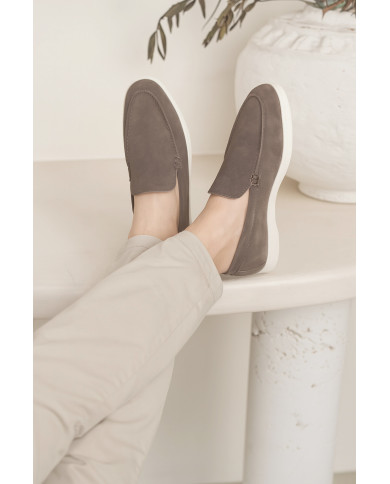 Mocassin homme en nubuck Grège