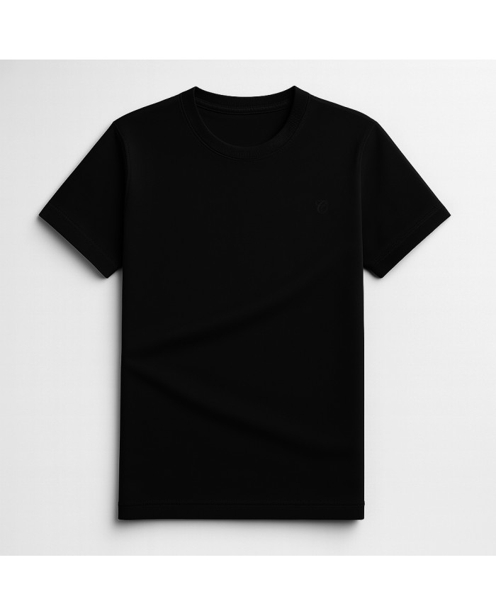 T-shirt noir col rond 100% coton T-shirt noir col rond 100% coton