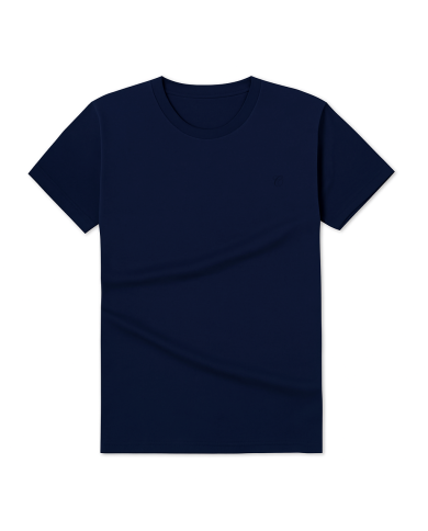 T-shirt bleu marine col rond 100% coton
