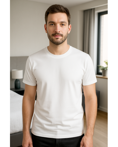 T-shirt blanc col rond 100% coton T-shirt blanc col rond 100% coton