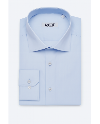 Cravate.tn | Chemise Col ouvert en popeline stretch - bleu ciel