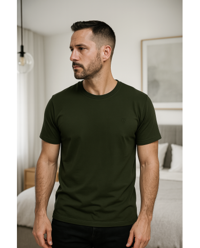 T-shirt vert olive col rond 100% coton T-shirt vert olive col rond 100% coton