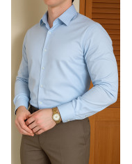 Cravate.tn | Chemise Col ouvert en popeline stretch - bleu ciel Cravate.tn | Chemise Col ouvert en popeline stretch - bleu ciel