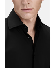 Cravate.tn | Chemise Col Français en popeline stretch - noir