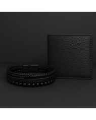 Pack Bracelet et portefeuille en cuir chic