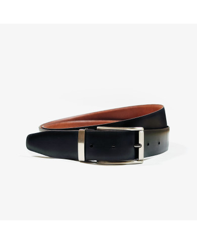 Pack duo : Bracelet en cuir et ceinture double face noir et marron crispé Pack duo : Bracelet en cuir et ceinture double face noir et marron crispé