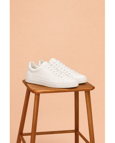 Cravate.tn | Sneakers Cuir en Blanc - Izem Cravate.tn | Sneakers Cuir en Blanc - Izem