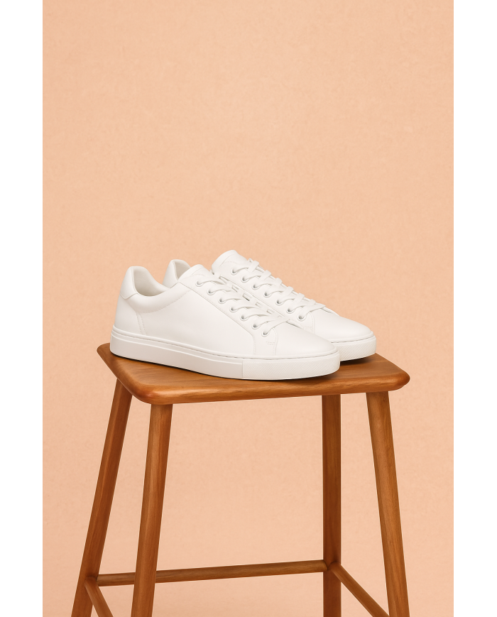 Cravate.tn | Sneakers Cuir en Blanc - Izem