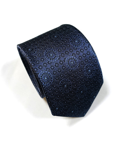 Cravate.tn | Collection Magister : Cravate Bleu marine avec motifs géométrique Cravate.tn | Collection Magister : Cravate Bleu marine avec motifs géométrique