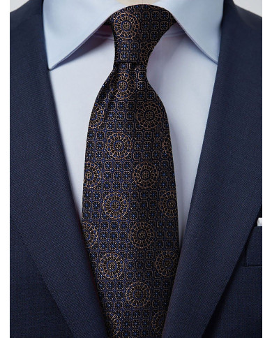 Cravate.tn | Collection Magister : Cravate marron avec motifs géométrique Cravate.tn | Collection Magister : Cravate marron avec motifs géométrique