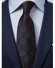 Cravate.tn | Collection Magister : Cravate marron avec motifs géométrique