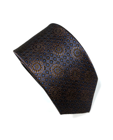 Cravate.tn | Collection Magister : Cravate marron avec motifs géométrique Cravate.tn | Collection Magister : Cravate marron avec motifs géométrique