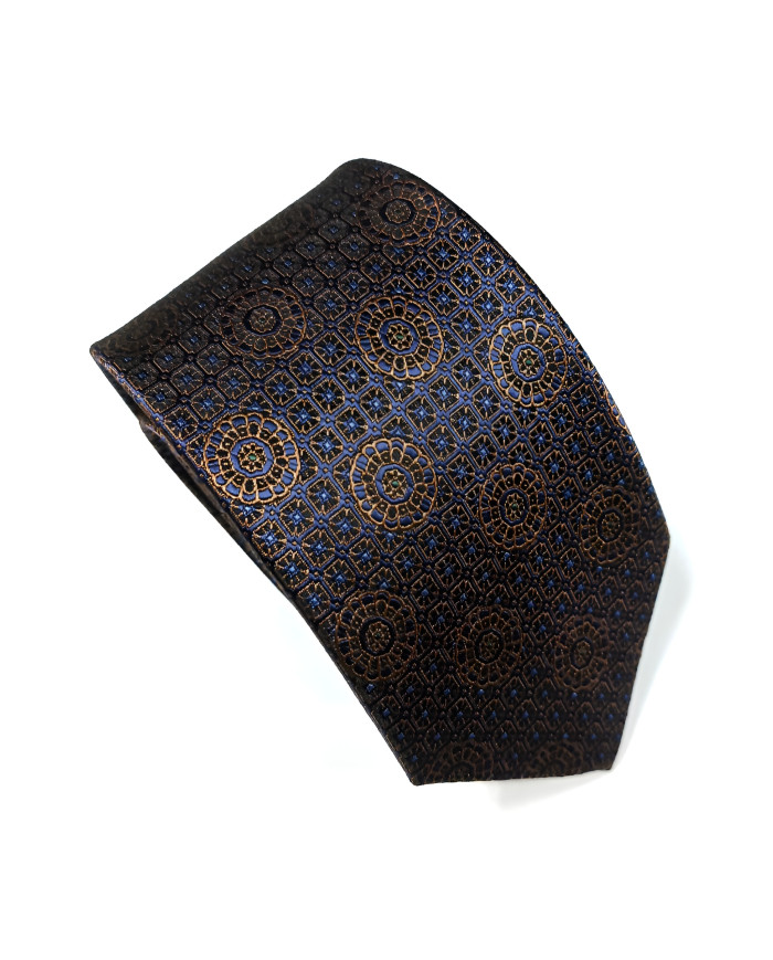 Cravate.tn | Collection Magister : Cravate marron avec motifs géométrique