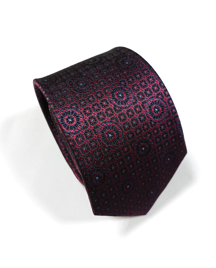 Cravate.tn | Collection Magister : Cravate bordeau avec motifs géométrique