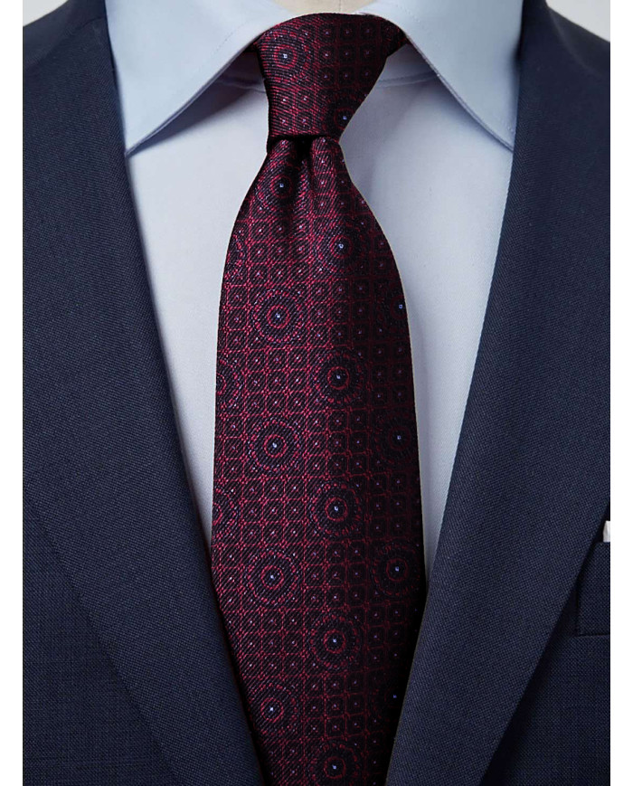 Cravate.tn | Collection Magister : Cravate bordeau avec motifs géométrique