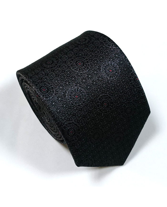 Cravate.tn | Collection Magister : Cravate noire avec motifs géométrique