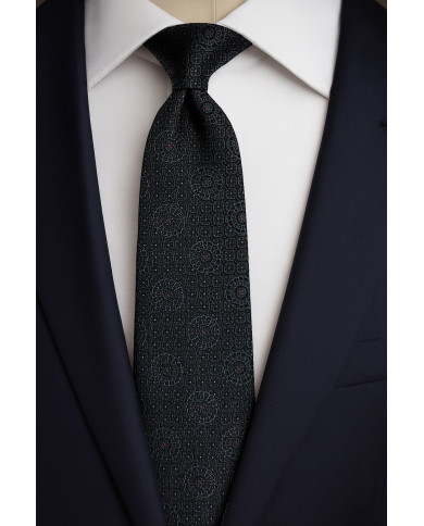 Cravate.tn | Collection Magister : Cravate noire avec motifs géométrique Cravate.tn | Collection Magister : Cravate noire avec motifs géométrique