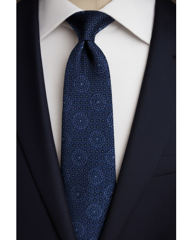 Cravate.tn | Collection Magister : Cravate Bleu marine avec motifs géométrique Cravate.tn | Collection Magister : Cravate Bleu marine avec motifs géométrique