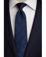 Cravate.tn | Collection Magister : Cravate Bleu marine avec motifs géométrique