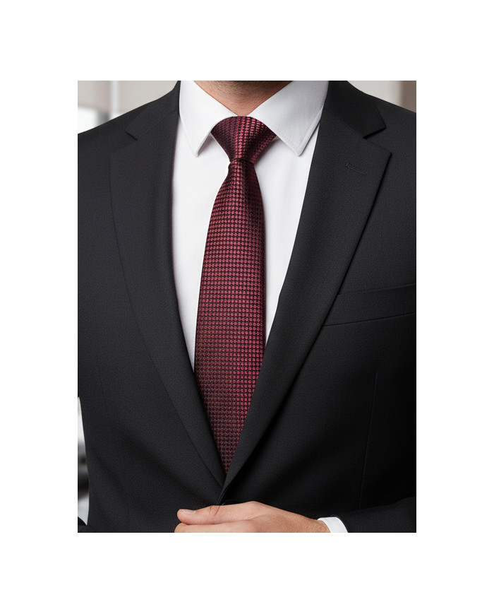 Cravate.tn | Cravate bordeaux à petit carré