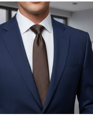 Cravate.tn | Cravate Marron foncé à petit carreaux